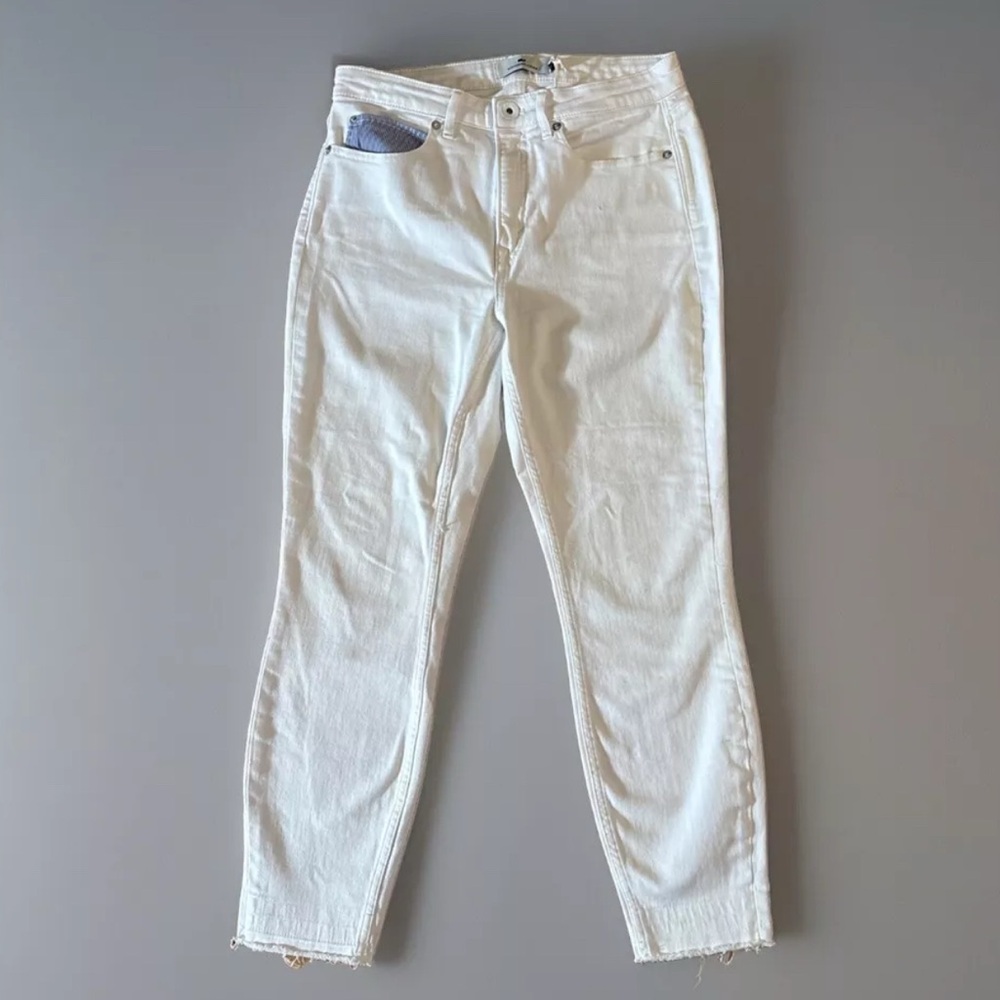 Vineyard Vines NWT 28 High Rise Stripe Pocket Skinny Jeans White Cap Crop